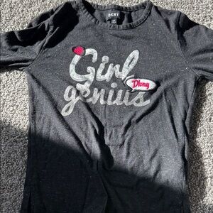 DKNY Black 'Girl Genius' Long Sleeve Tee